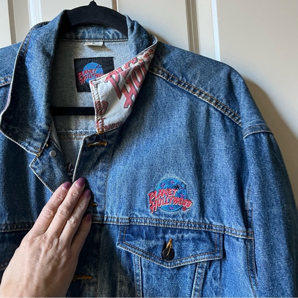 1990s Vintage Planet Hollywood Atlanta Jean Jacket Size XL - Picture 5 of 11